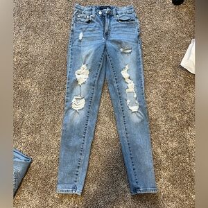 Aeropostale high rise curvy jegging light wash distressed